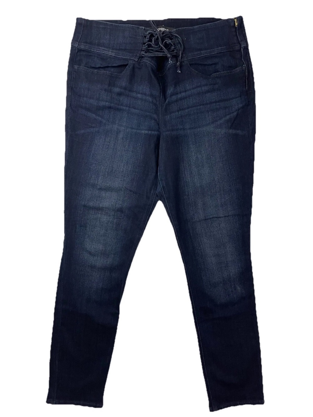 Express Jeans Women’s 16 Reg Lace Up Legging Blue Dark Wash High Rise Skinny